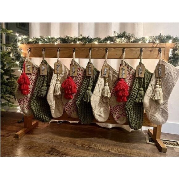 Hearth & Hand Magnolia Confetti Fleck Waffle Knit Christmas Stocking Sage - Picture 3 of 6